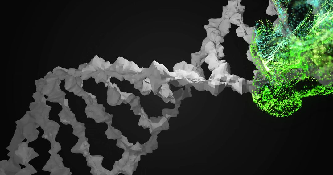 DNA Strand Interacting with Digital Green Energy Particles