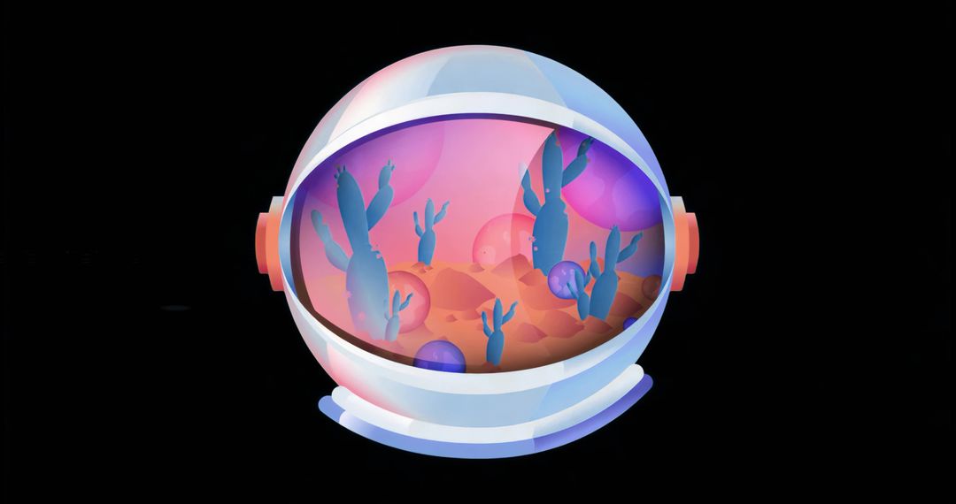 Futuristic Space Helmet Displaying Surreal Desert Landscape
