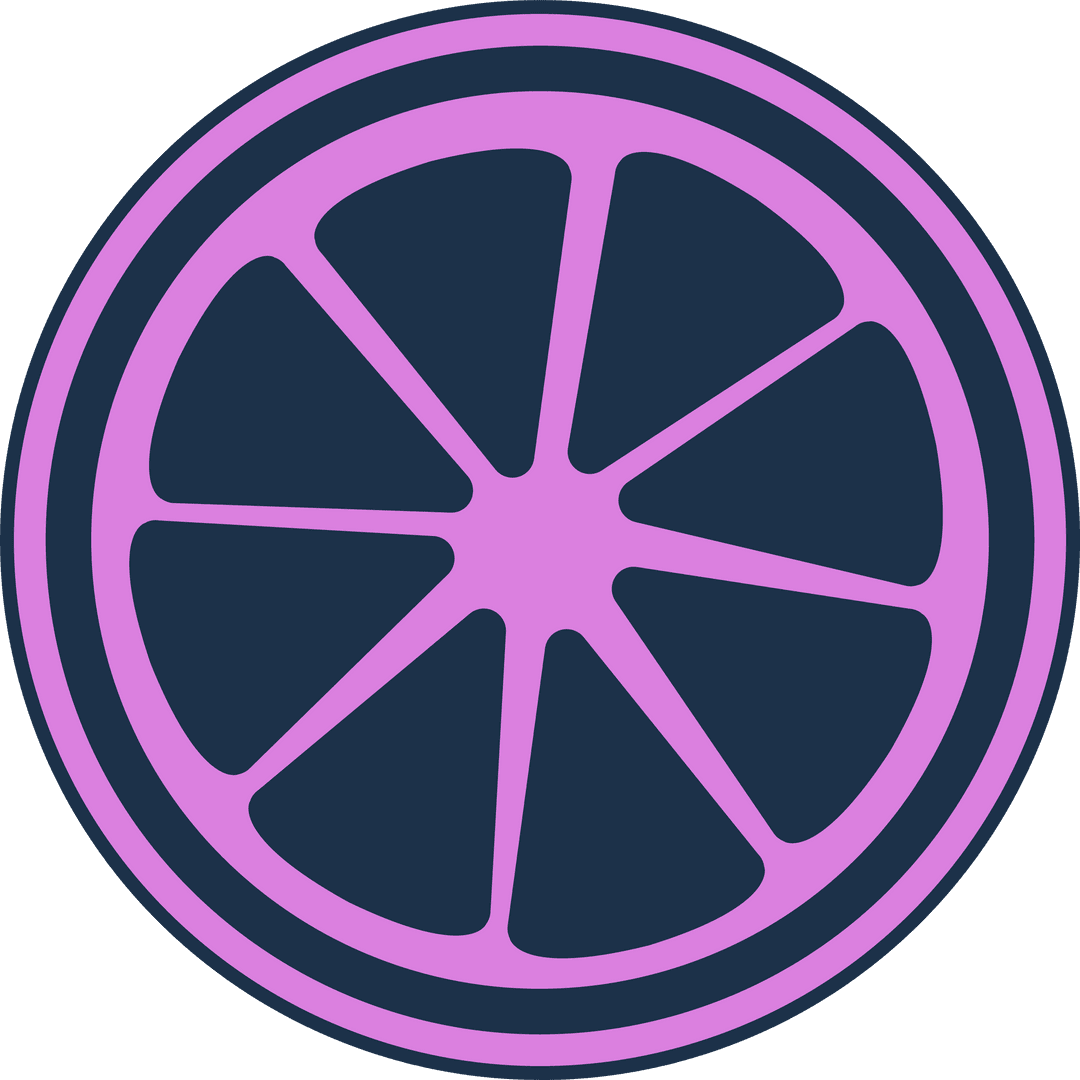 Geometric Citrus Slice Illustration in Bold Purple on Transparent Background