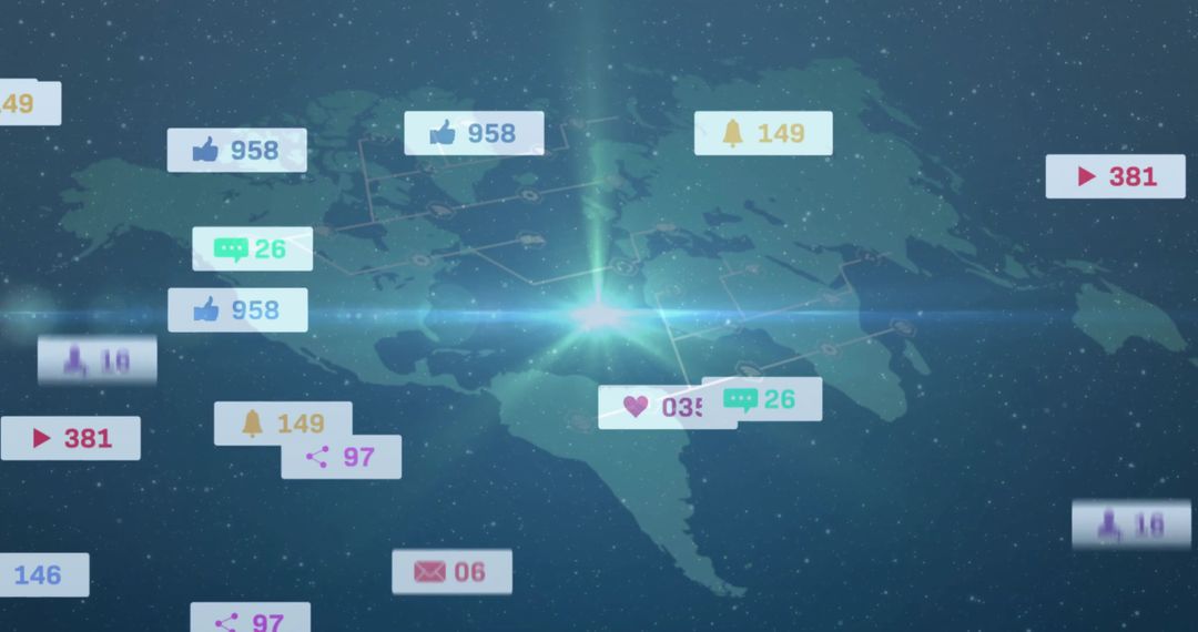 Global Digital Networks Displaying Notifications and Connectivity