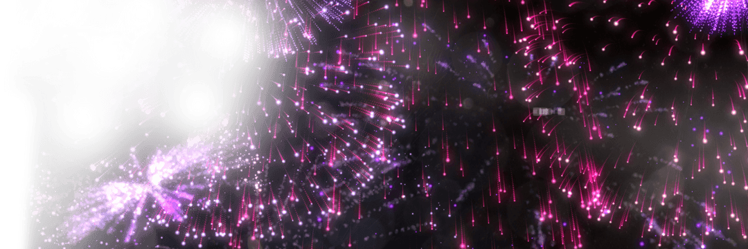 Low Angle Transparent Fireworks Display at Night