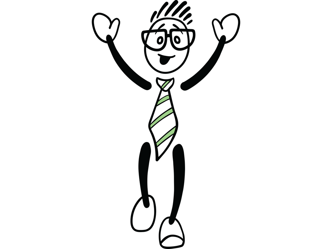 Happy Cartoon Man Running with Raised Arms Transparent - Download Free Stock Images Pikwizard.com