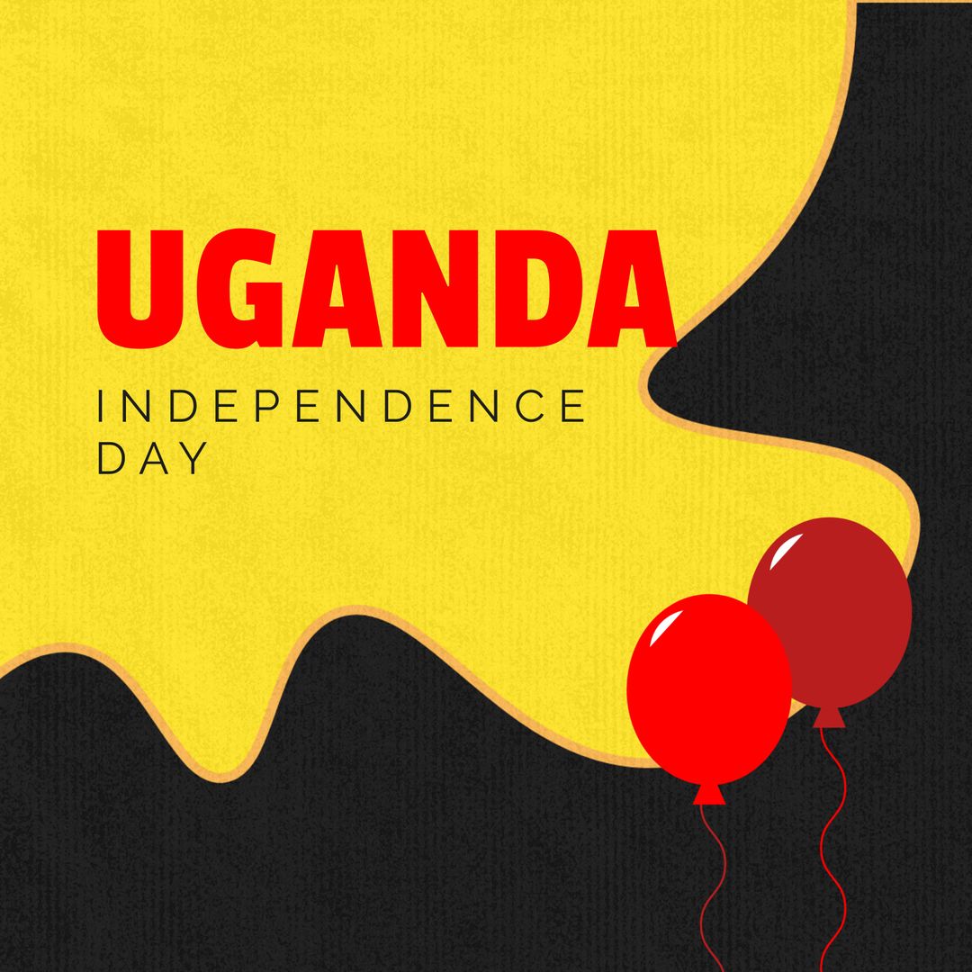 Celebratory Uganda Independence Day Card with Red Balloons