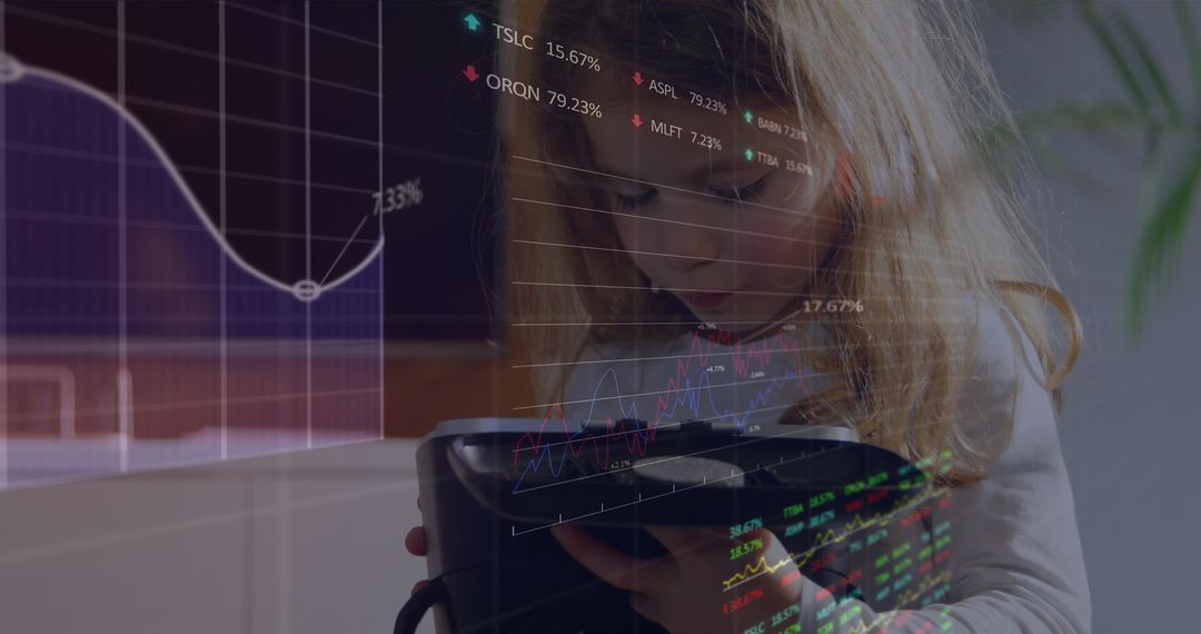 Future of Finance: Child Exploring Virtual Reality in Digital World