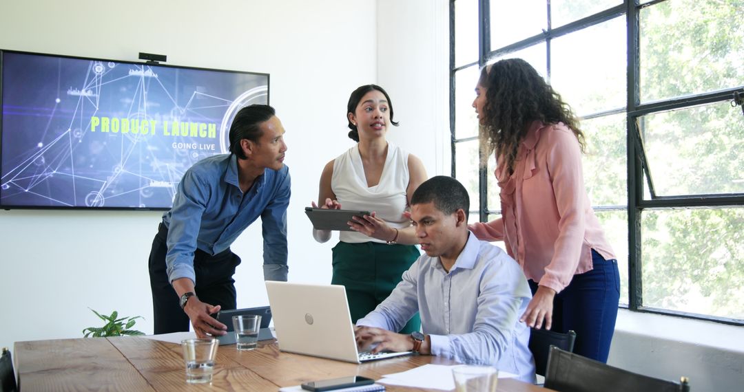 Diverse Team Engaged in Product Launch Brainstorm
