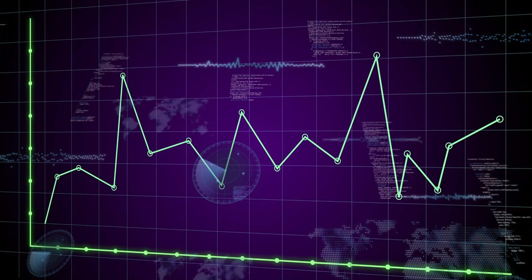 Futuristic Data Visualization with Interactive Line Graph and World Maps