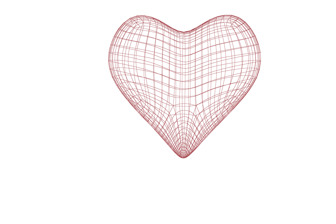 Transparent 3D Heart Shape with Abstract Lattice Design