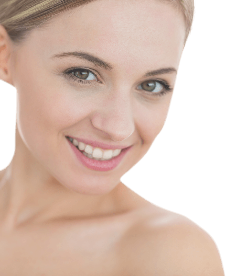 Closeup Transparent Portrait of Smiling Woman