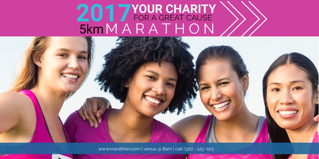 Diverse Women's Group Promoting Charity 5k Marathon - Download Free Stock Templates Pikwizard.com