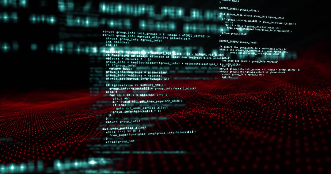 Glowing Digital Code Data Matrix on Dark Background