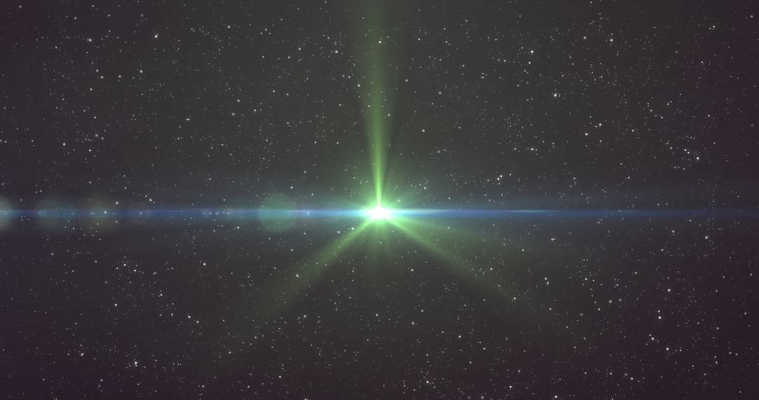 Illuminated Stars and Bright Lens Flare in Space