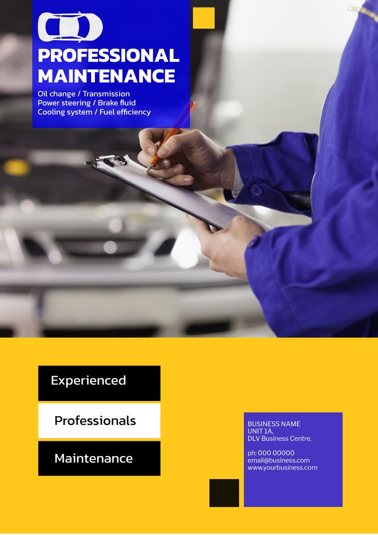 Automotive Maintenance Advertisement Featuring Professional Mechanic