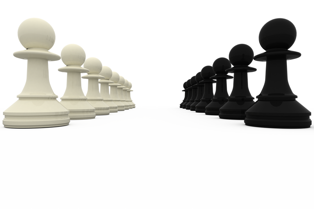 Transparent Array of White and Black Chess Pawns Facing Each Other - Download Free Stock Images Pikwizard.com