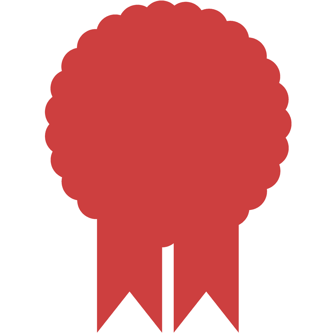 Red Badge with Dual Ribbons on Transparent Background