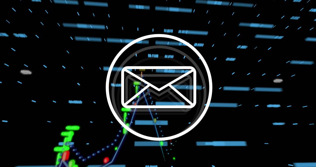 Email Icon Overlaying Futuristic Data Visualization