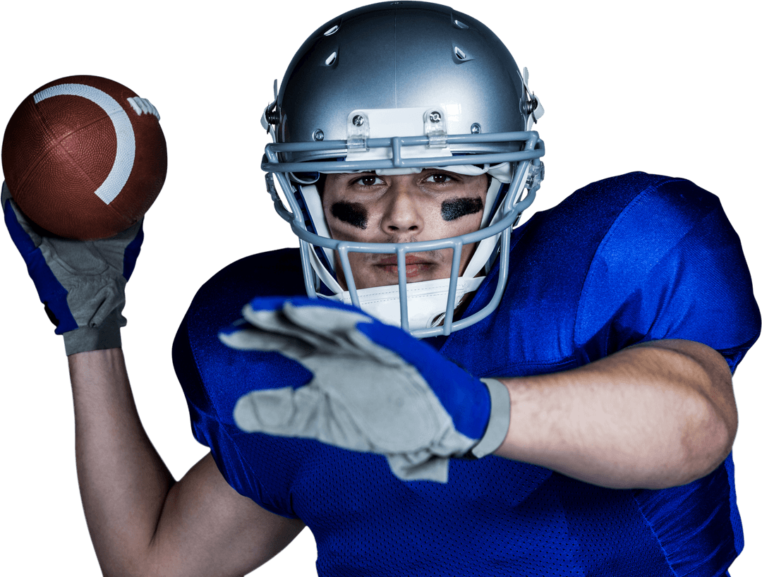 Young Football Player Passing Ball Transparent Background