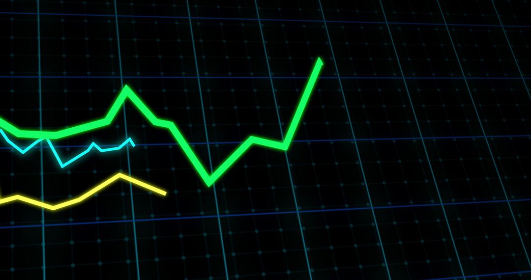 Dynamic Graph with Vibrant Lines on Black Background