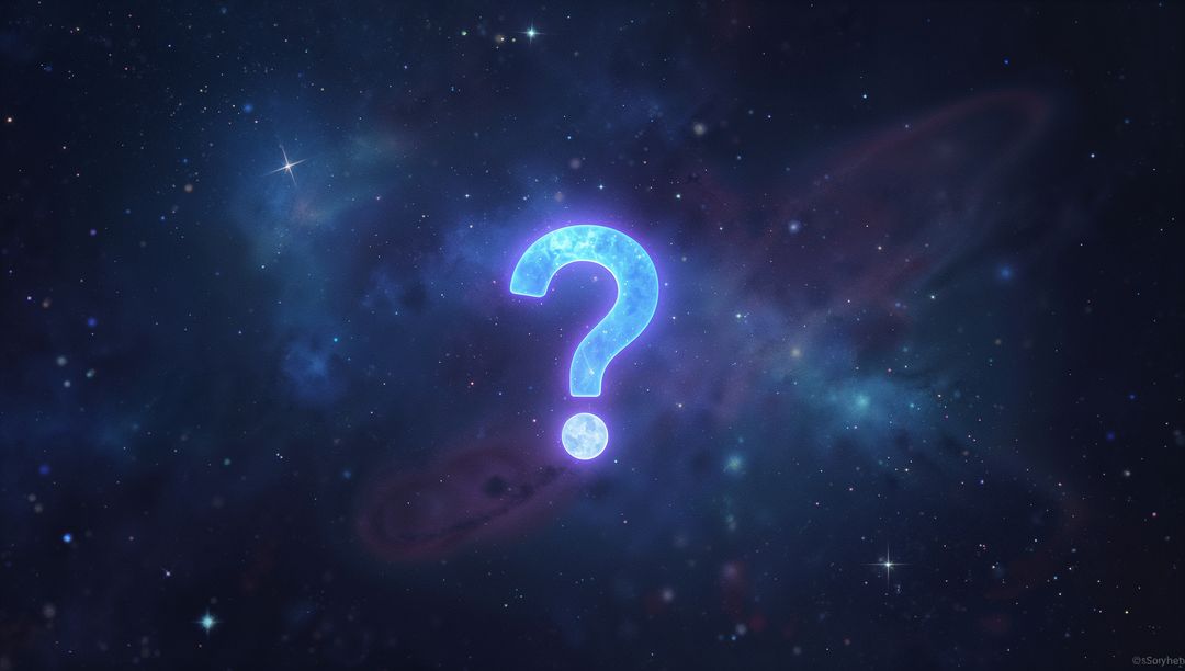 Glowing Blue Question Mark in Cosmic Outer Space