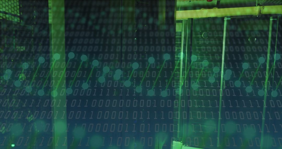 DNA Strands Overlapped with Digital Data in Server Room