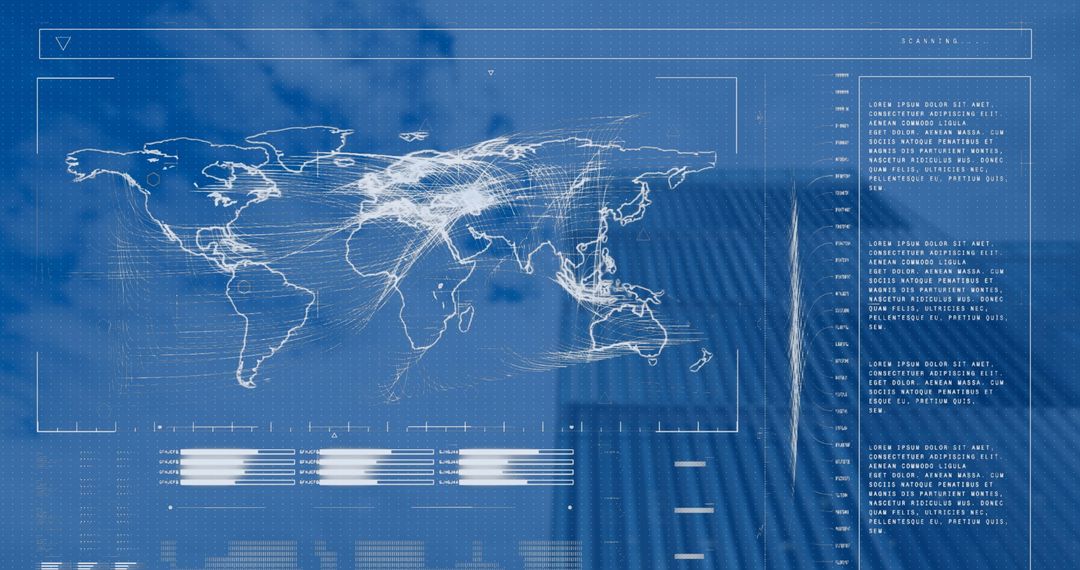 Digital World Map Overlay with Data Analytics Interface