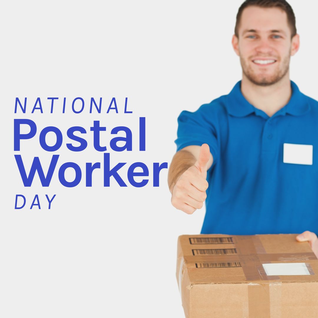 Delivery Worker Celebrating National Postal Worker Day Giving Thumbs Up