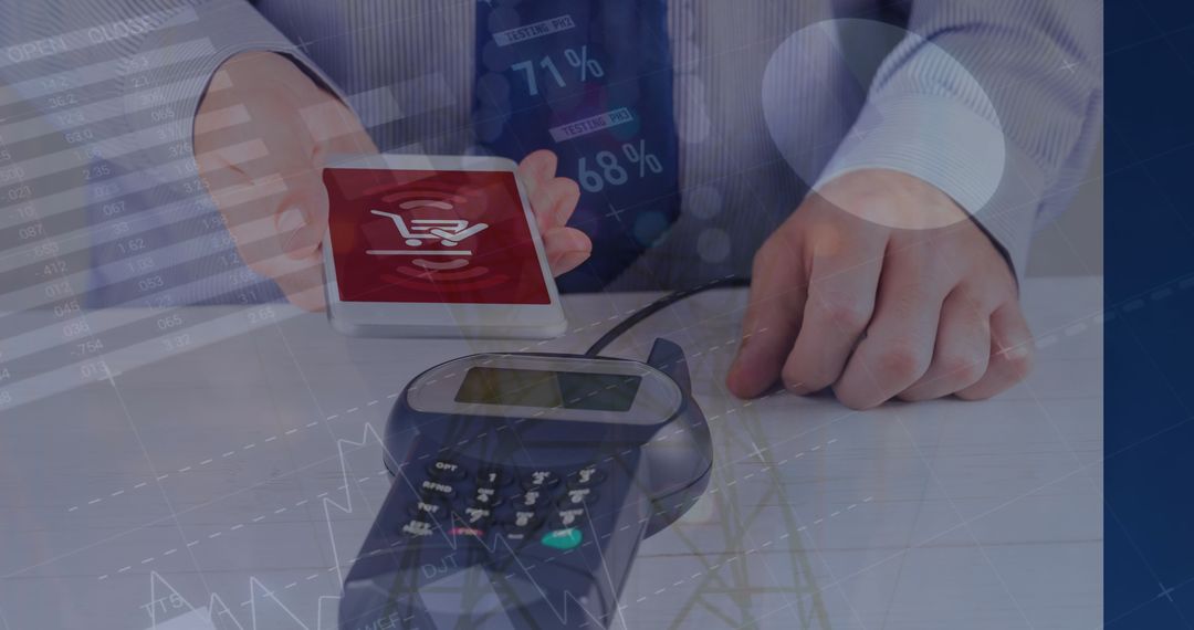 Mobile Payment Transaction with Financial Technology Concept Overlay