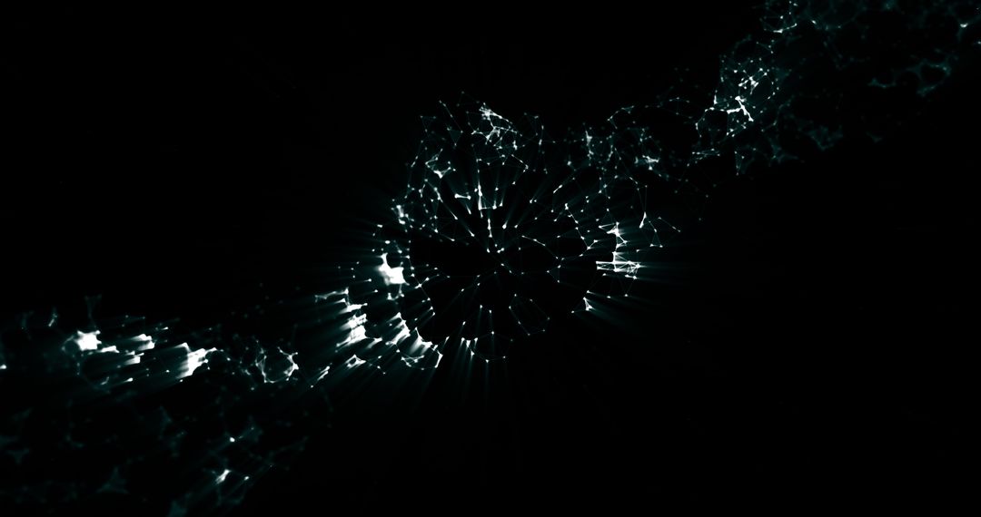 Abstract Digital Nebula of Glowing White Points and Lines