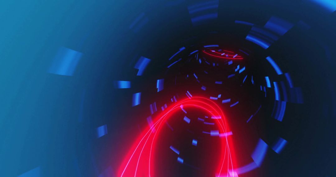 Colorful Light Trails Against Blue Background