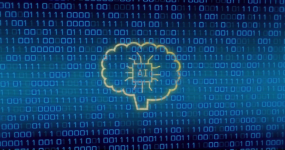 AI Data Processing with Binary Code Overlay - Free Images, Stock Photos and Pictures on Pikwizard.com