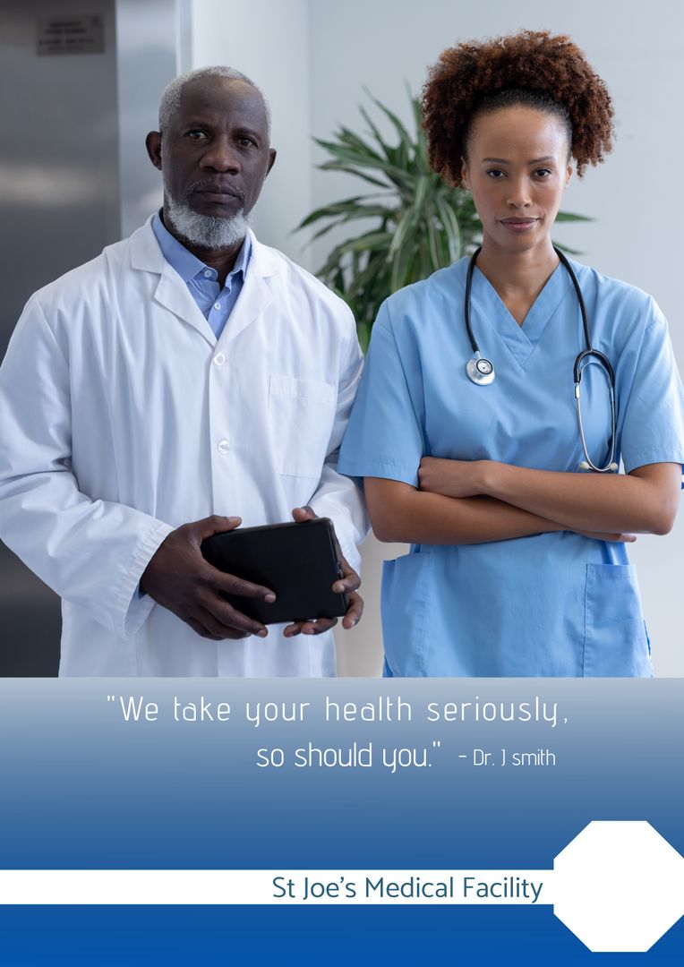 Diverse Doctors Promoting Health at St Joe's Medical Facility - Download Free Stock Templates Pikwizard.com