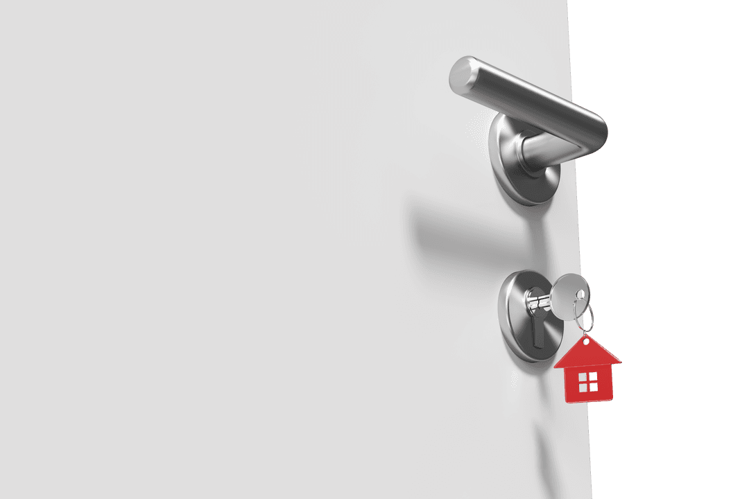 Transparent Door Handle with Key and House Keychain