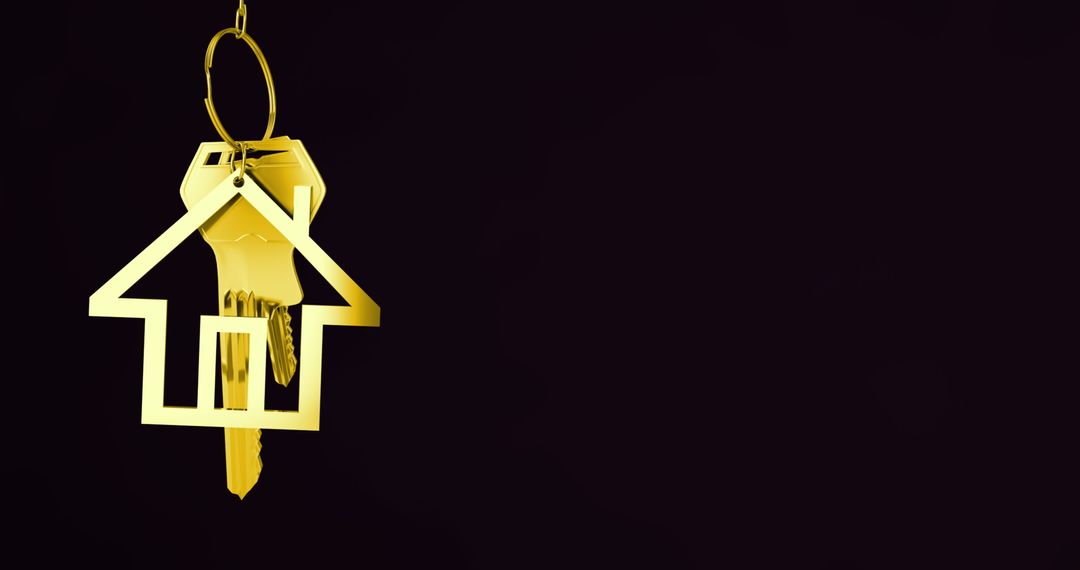 Suspended Golden Keychain with House Symbol in Luxurious Design