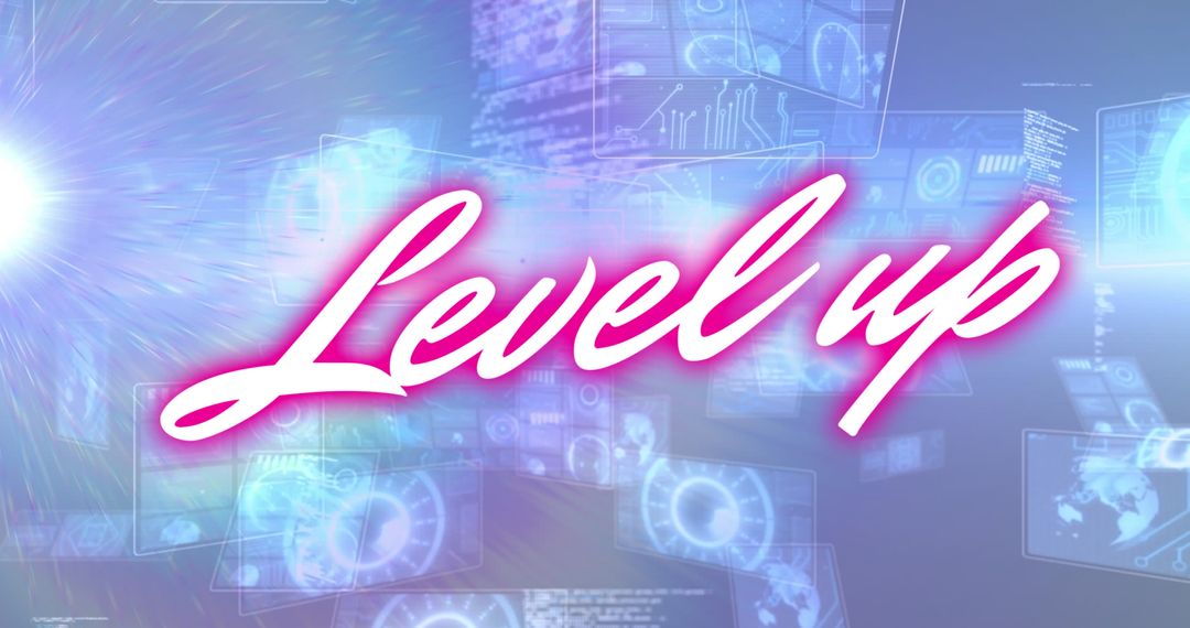Level Up Concept with Digital Interface and Data Elements