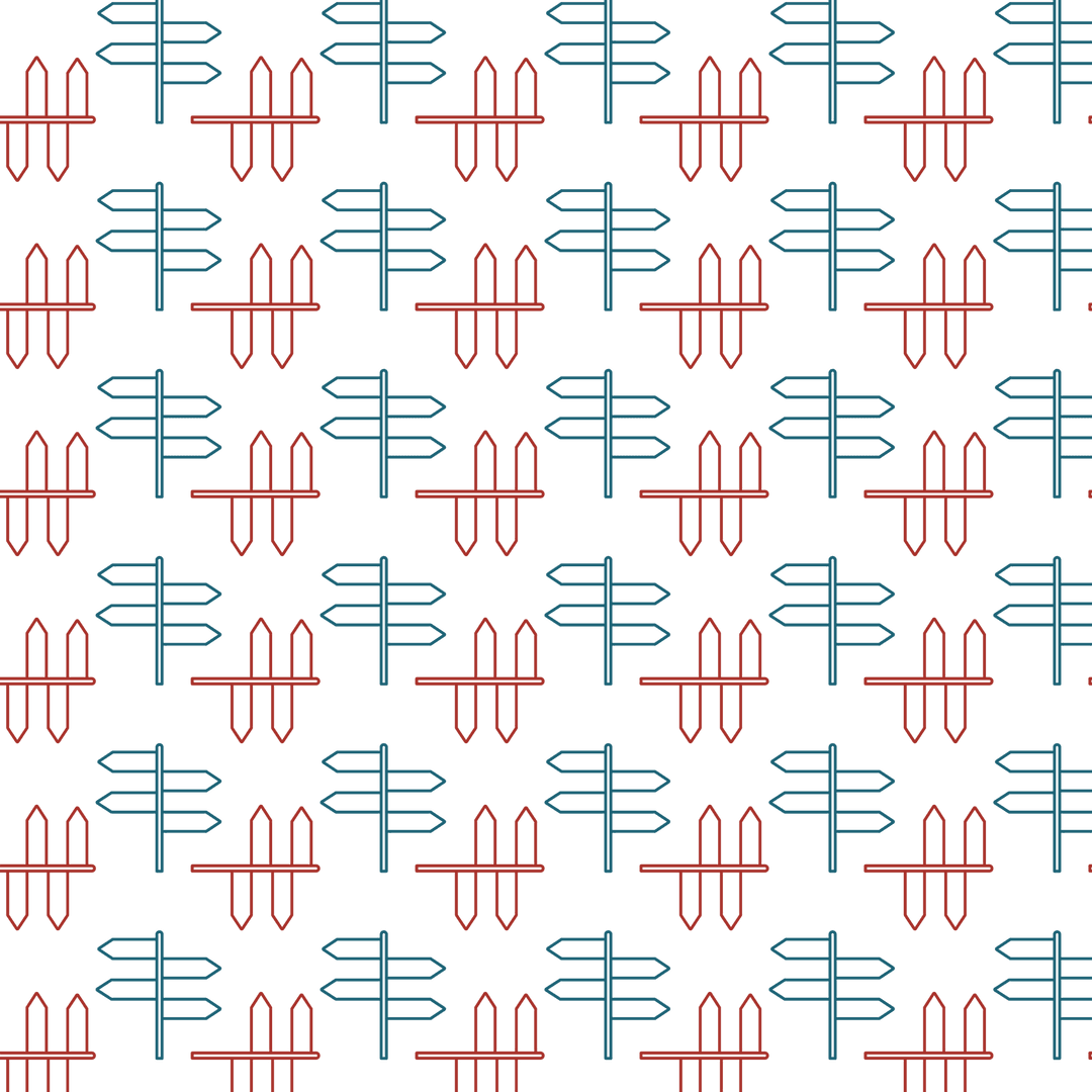 Colorful Pattern of Blue and Red Abstract Signs on Transparent Background