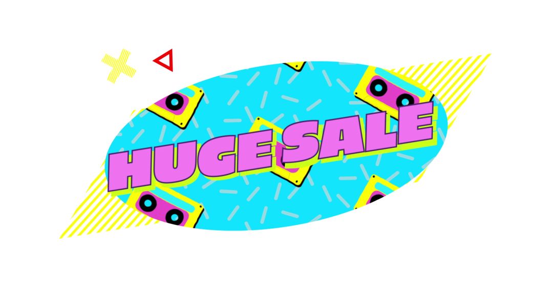 Retro Huge Sale Announcement with Bold Colors and Designs