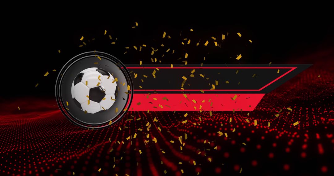 Football with Dynamic Red Digital Background and Confetti Effect