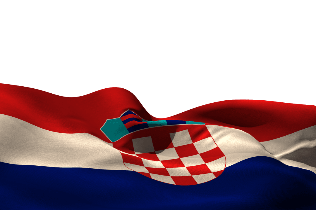 Croatian Flag Waving on Transparent Background