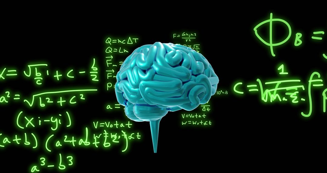 Digital Brain with Scientific Formulas and Equations - Free Images, Stock Photos and Pictures on Pikwizard.com