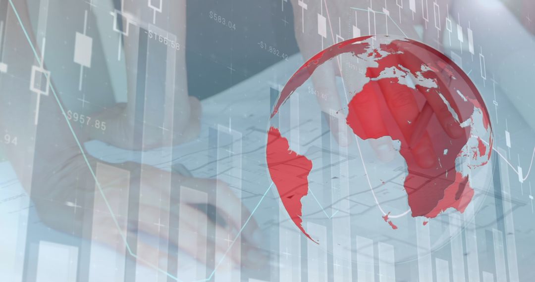 Global Financial Analysis Visualization with Red Globe Overlay