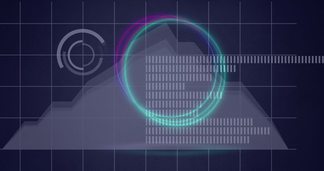 Abstract Neon Data Visualization with Circular Elements