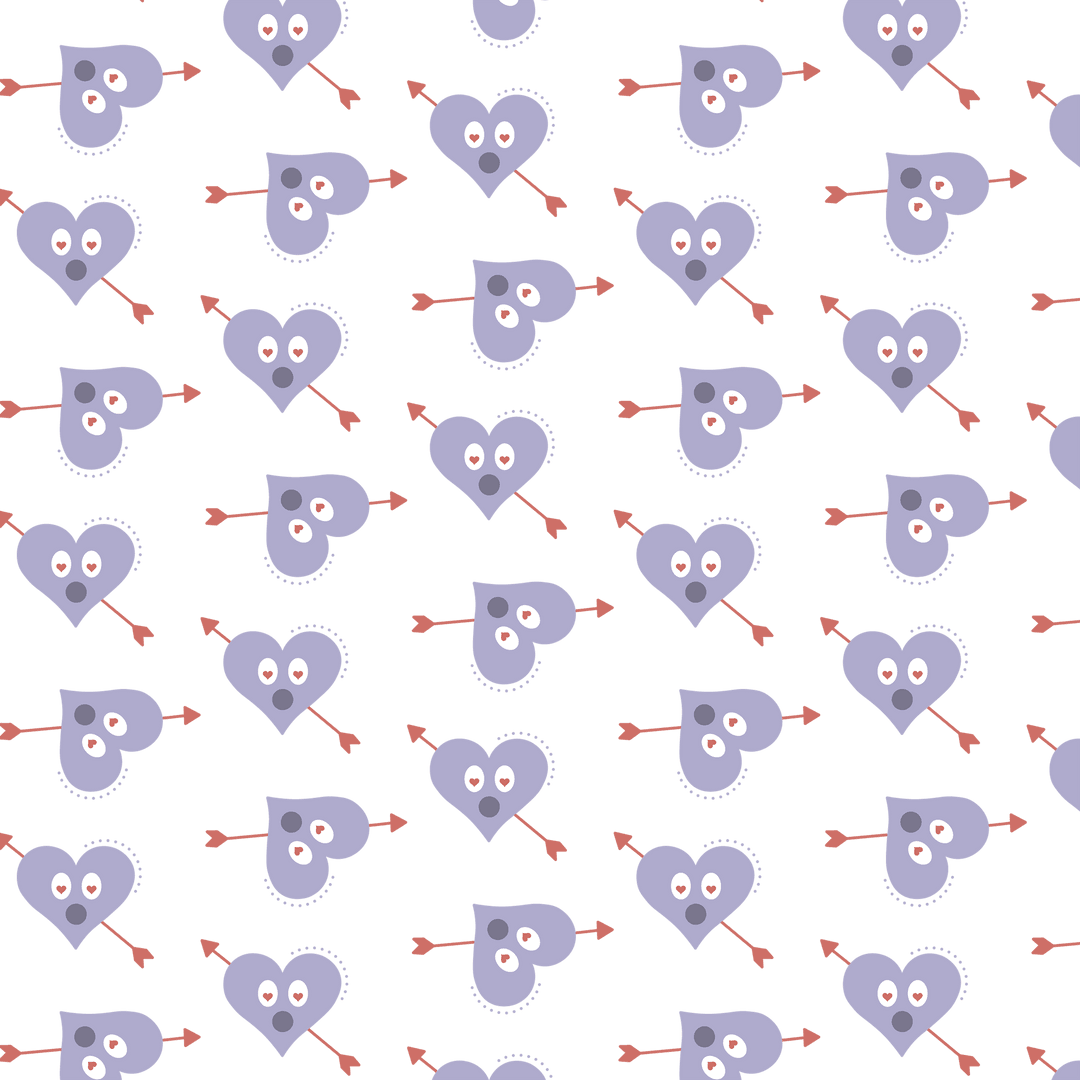 Whimsical Purple Hearts with Arrows on Transparent Background