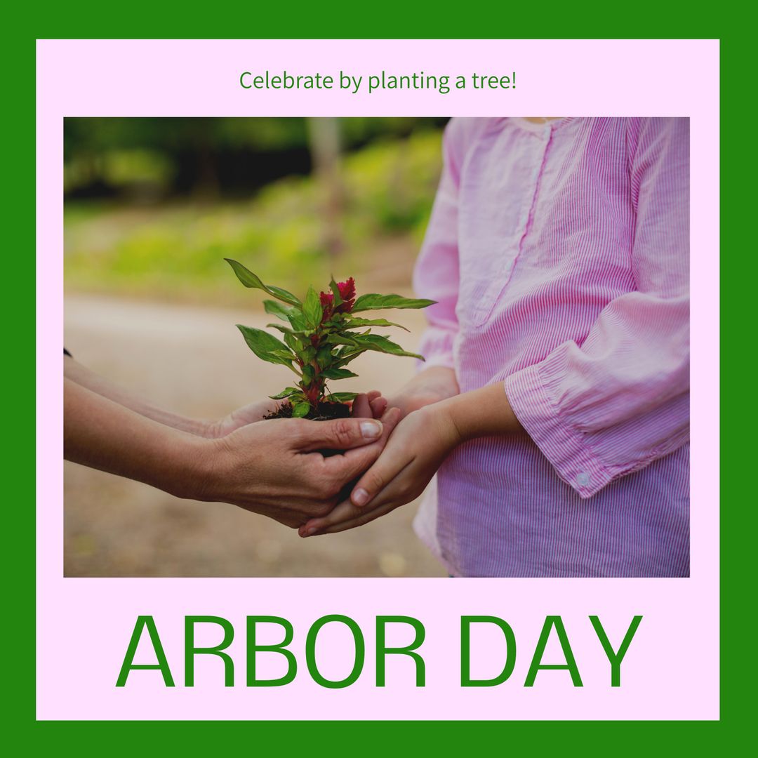 Mother and Daughter Celebrating Arbor Day with Seedling