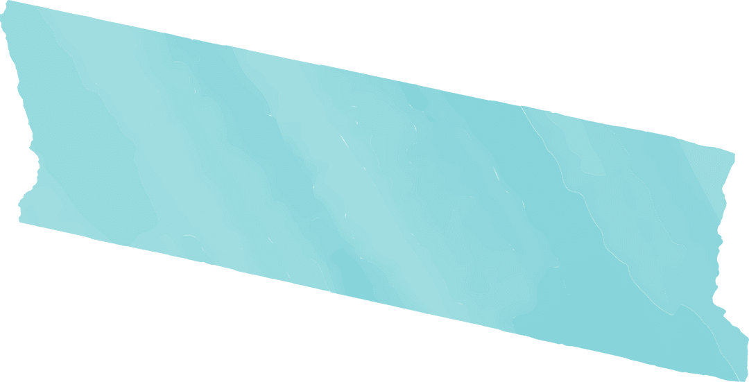 Turquoise Gradient Torn Masking Tape Strip on Transparent Background