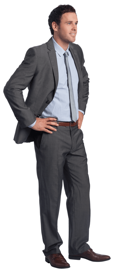 Confident Businessman in Suit Smiling Transparent Background