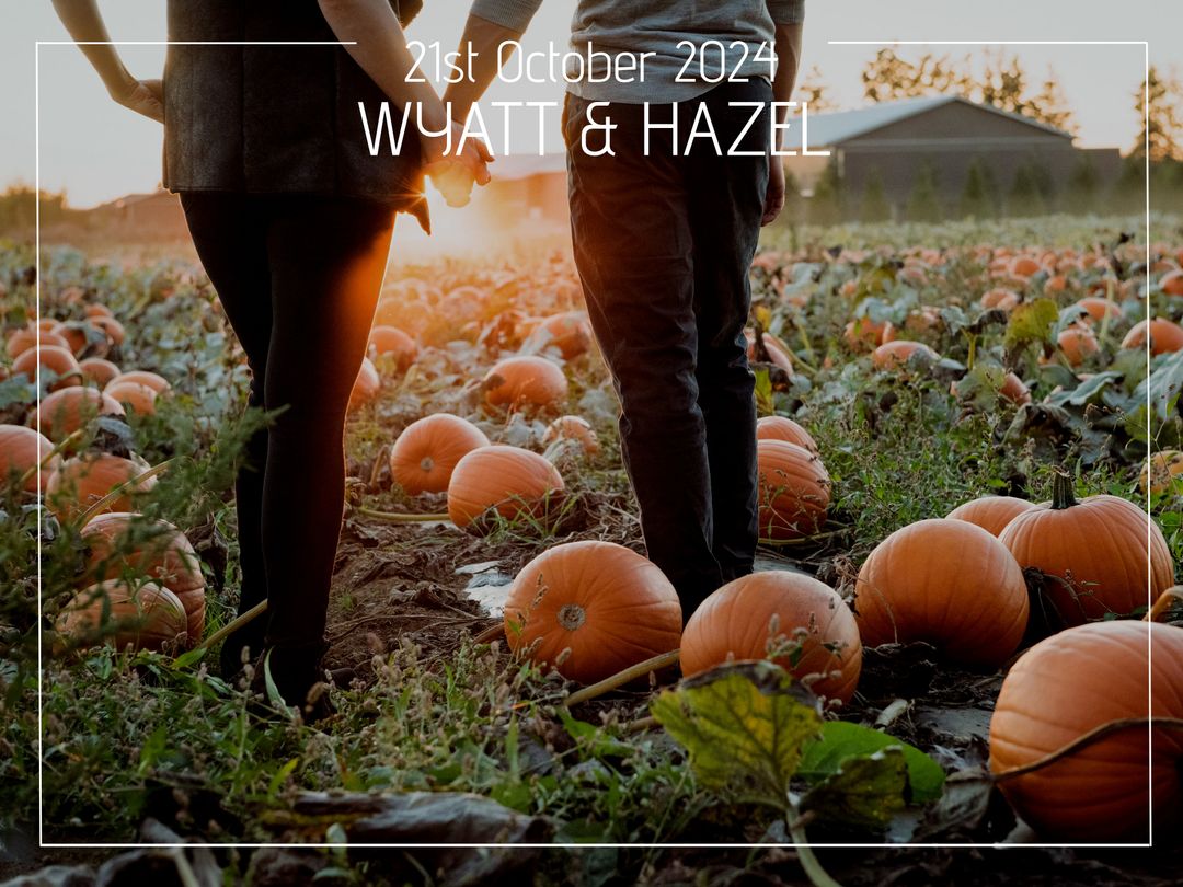 Couple Holding Hands in Pumpkin Patch for Fall Celebration - Download Free Stock Templates Pikwizard.com