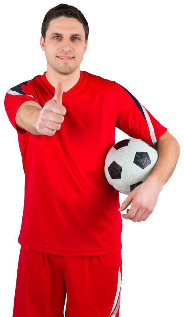 Transparent Football Player in Red Jersey Giving Thumbs Up - Download Free Stock Images Pikwizard.com