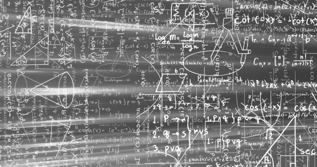 Flow of Mathematical Equations and Concepts on Grey Background