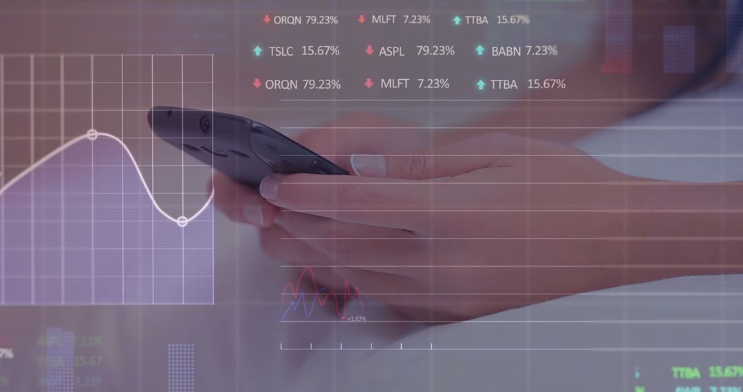 Woman Analyzing Stock Market Trends on Smartphone