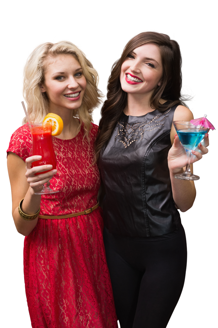 Smiling Women Holding Colorful Cocktails Transparent Background - Download Free Stock Images Pikwizard.com