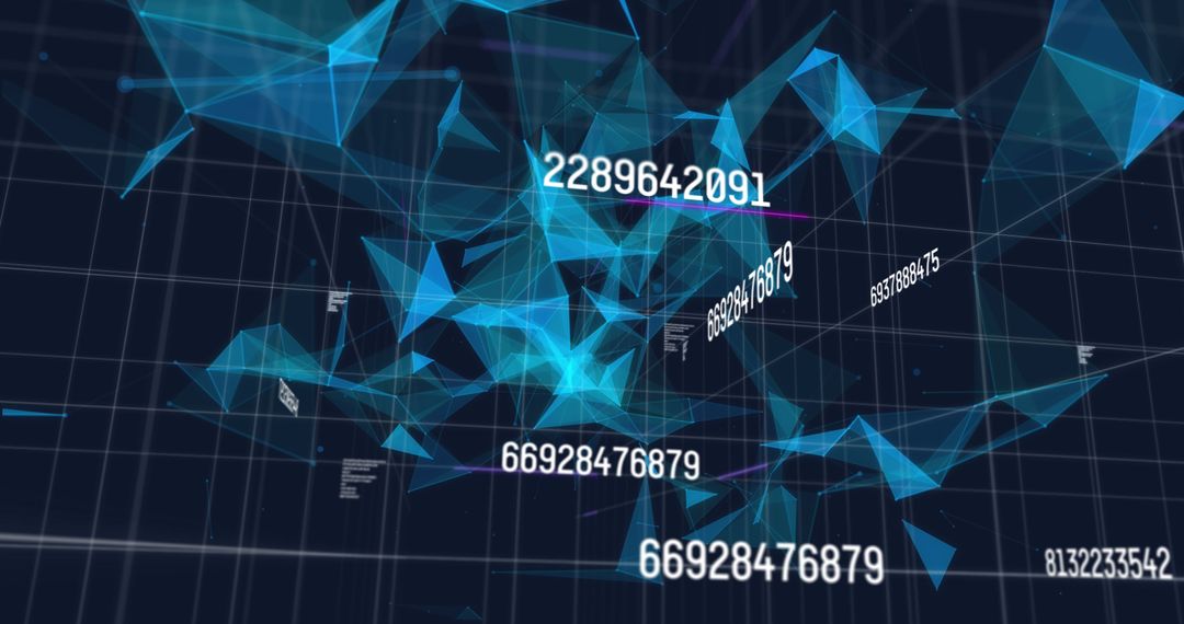 Futuristic Digital Network with Floating Numbers and Geometric Shapes